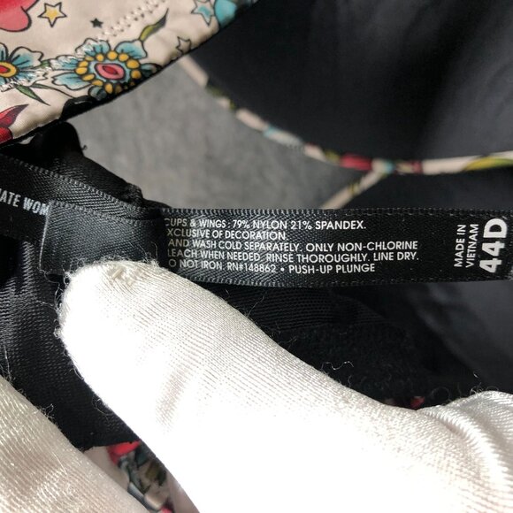 Torrid Curve Push-Up Plunge Bra Womens 44D Skull Mermaid Tattoo Print - Picture 4 of 6